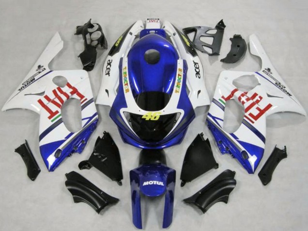 1996-2007 Yamaha YZF600R Thundercat Motorcycle Fairings - White Blue Fiat Motul UK