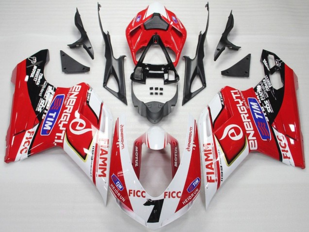 2007-2014 Ducati 848 1098 1198 Motorcycle Fairings - White Red Blue Glossy Black Ficc Fiamm 7 UK
