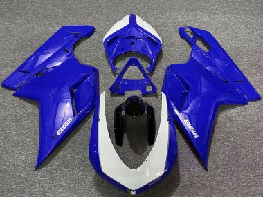 Best 2007-2014 Ducati 1198 Motorcycle Fairings - Glossy Blue White UK