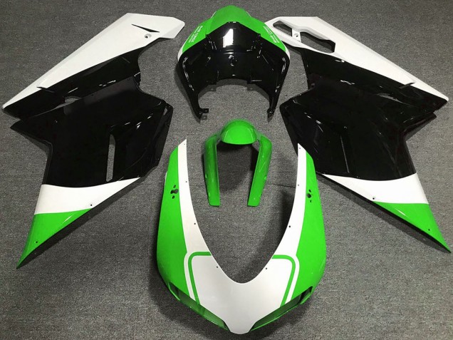2007-2014 Ducati 848 1098 1198 Motorcycle Fairings - White Green Glossy Black UK