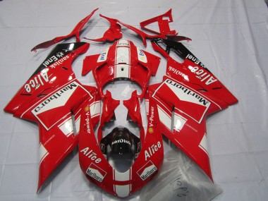 Best 2007-2014 Ducati 848 1098 1198 Motorcycle Fairings - White Red Glossy Black Marlboro Alice UK