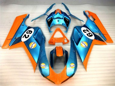 Best 2007-2014 Ducati 848 1098 1198 Motorcycle Fairings - Orange Blue Gulf 62 UK