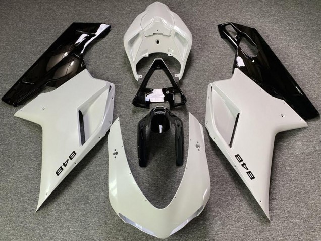 2007-2014 Ducati 848 Motorcycle Fairings - Pearl White Glossy Black UK