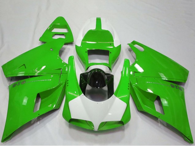 1993-2005 Ducati 916 Motorcycle Fairings - Green White Glossy Black Performance UK