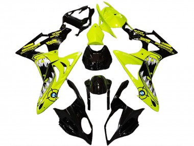Best 2009-2014 BMW S1000RR Motorcycle Fairings - High Viz Yellow Glossy Black Shark UK