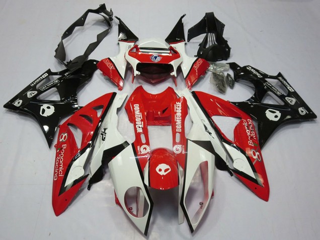 2009-2014 BMW S1000RR Motorcycle Fairing - White Red Glossy Black UK