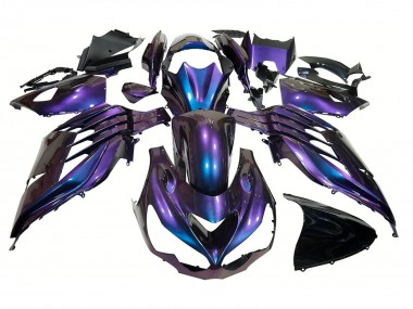 Best 2012-2024 Kawasaki ZX14R ZZR1400 Motorcycle Fairings - Chameleon Blue Purple UK