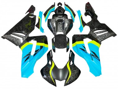 Best 2020-2023 Honda CBR1000RR-R Motorcycle Fairings - Light Blue Yellow Black Forged Carbon Fiber UK