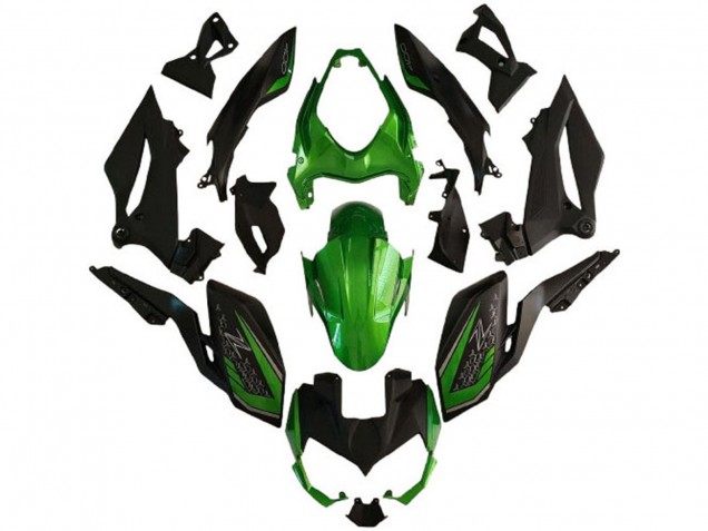 2018-2024 Kawasaki Z400 Motorcycle Fairings - Green Matte Black UK