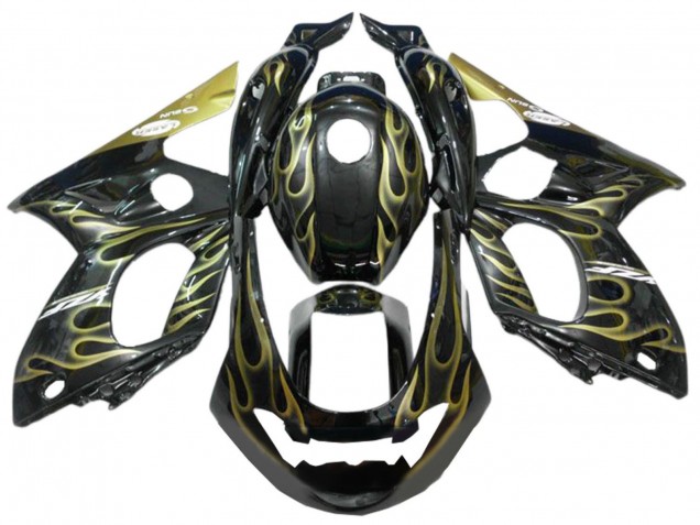 1996-2007 Yamaha YZF600R Thundercat Motorcycle Fairings - Black with Gold Flame UK