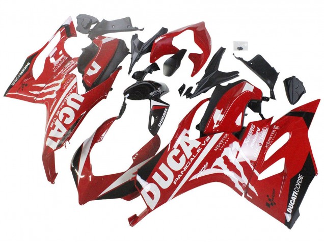 2020-2024 Ducati Panigale V2 Motorcycle Fairings - Red Glossy Black Monster Corse UK