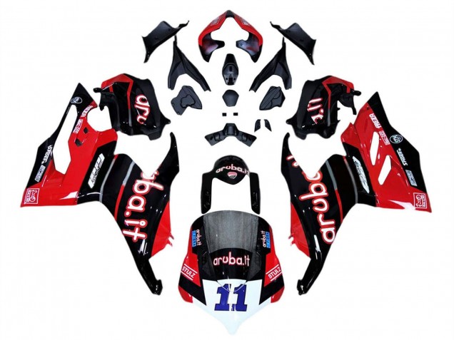 2018-2019 Ducati Panigale V4 V4S Motorcycle Fairings - Red Glossy Black Aruba 11 UK