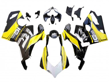 Best 2018-2019 Ducati Panigale V4 V4S Motorcycle Fairings - White Yellow Glossy Black UK