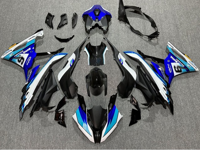 2023-2024 BMW S1000RR Motorcycle Fairings - White Blue Matte Black Motul UK