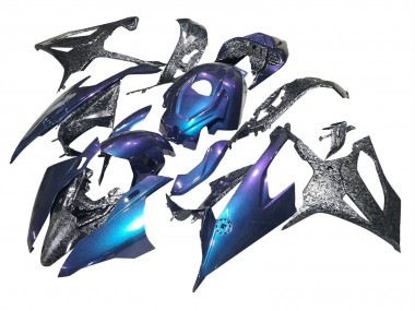 Best 2019-2022 BMW S1000RR Motorcycle Fairings - Gradient Blue Purple Forged Carbon Fiber UK