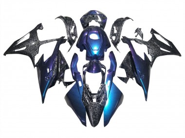 Best 2019-2022 BMW S1000RR Motorcycle Fairings - Gradient Blue Purple Forged Carbon Fiber UK
