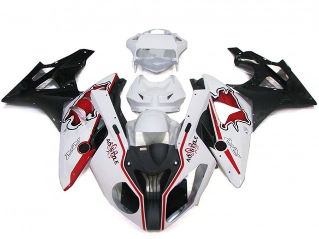 2009-2014 BMW S1000RR Bike Fairings - White Red Glossy Black UK