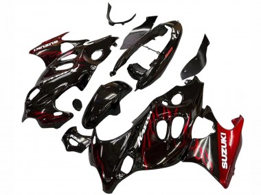 Best 2004-2006 Suzuki GSX600F/GSX750F Motorcycle Fairings - Glossy Black Red Flame UK