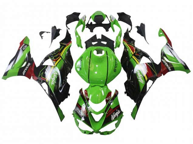 2023-2025 Kawasaki ZX6R Motorcycle Fairings - Green Black Red Yellow Dunlop UK