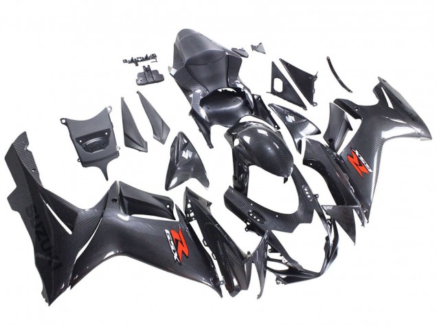 2011-2024 Suzuki GSXR 600 / GSXR 750 Motorcycle Fairings - Black Carbon Fiber Red UK