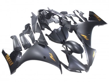 Best 2012-2014 Yamaha YZF 1000 R1 Motorcycle Fairings - Matte Black Gold Decals UK