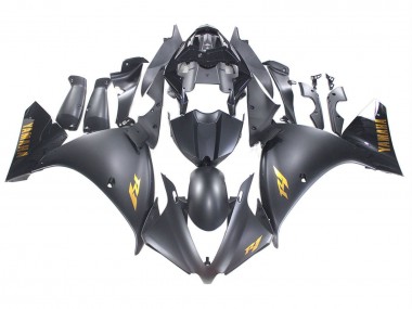 Best 2012-2014 Yamaha YZF 1000 R1 Motorcycle Fairings - Matte Black Gold Decals UK