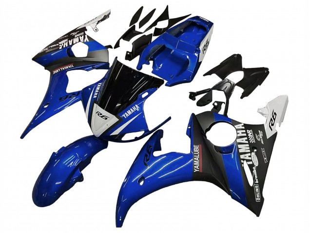 2006-2009 Yamaha YZF R6S Motorcycle Fairings - Blue White Glossy Black Yamalube UK