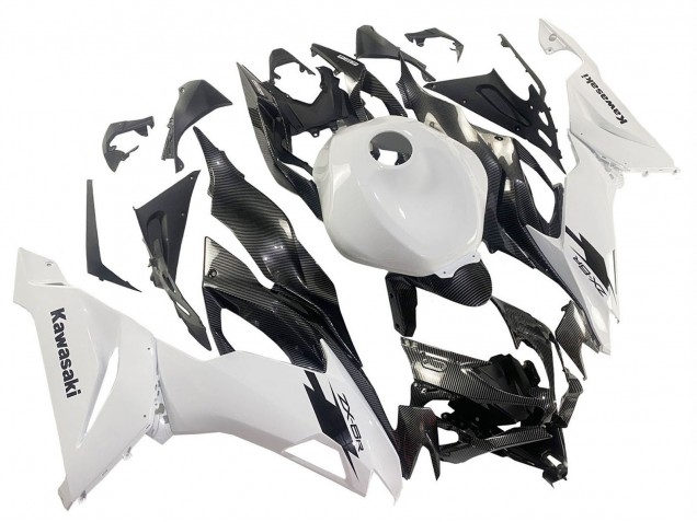 2019-2022 Kawasaki ZX6R Motorcycle Fairings - White Black Carbon Fiber UK