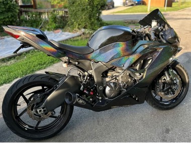 Best 2019-2022 Kawasaki ZX6R Motorcycle Fairings - Black Rainbow UK