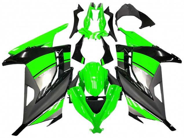 2013-2024 Kawasaki EX300 Motorcycle Fairings - Green Silver Black UK
