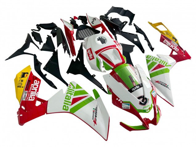 2012-2018 Aprilia RS4 50 125 Motorcycle Fairing - White Red Green Yellow Alitalia UK