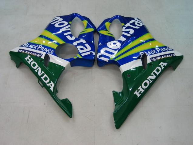 2004-2007 Honda CBR600 F4i Motorcycle Fairings - Blue Yellow Green MoviStar UK