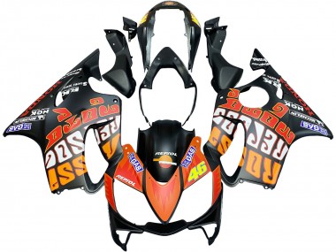 Best 2004-2007 Honda CBR600 F4i Motorcycle Fairings - Matte Black Orange Rossi UK