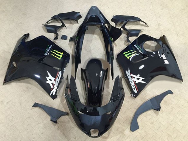 1996-2007 Honda CBR1100XX Blackbird Motorcycle Fairings - Glossy Black Green Monster UK
