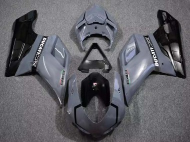 Best 2007-2014 Ducati 848 Motorcycle Fairings - Grey Glossy Black Corse UK