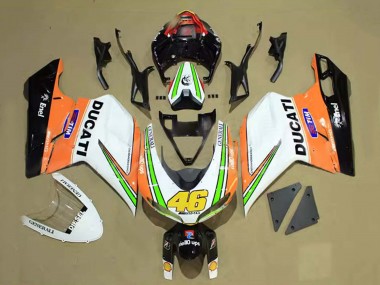 Best 2007-2014 Ducati 848/1098/1198 Motorcycle Fairings - White Orange Green Glossy Black Tim 46 UK