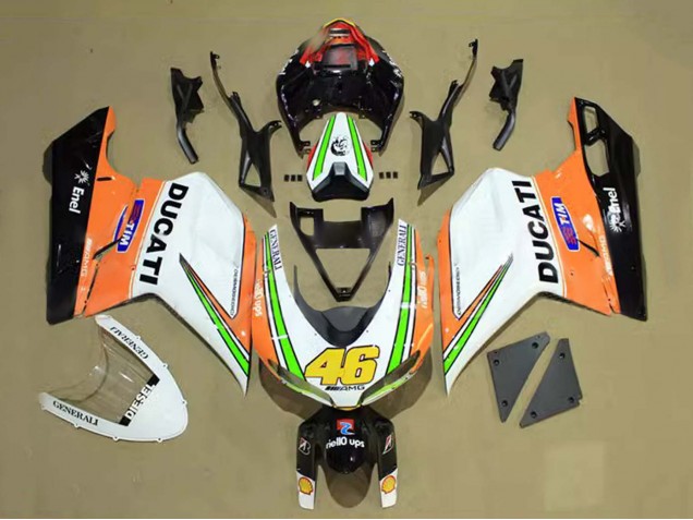 2007-2014 Ducati 848/1098/1198 Motorcycle Fairings - White Orange Green Glossy Black Tim 46 UK