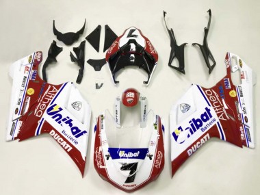 Best 2007-2014 Ducati 848/1098/1198 Motorcycle Fairings - White Red Blue Unibat 7 UK