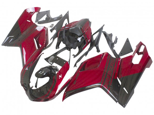 2007-2014 Ducati 848 Motorcycle Fairing - Red Glossy Black UK