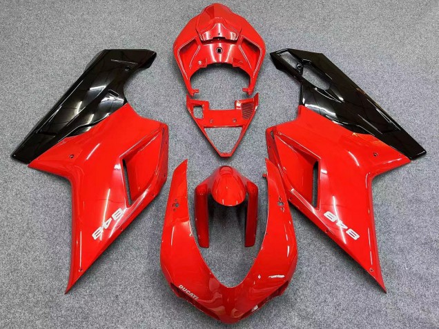 2007-2014 Ducati 848 Motorcycle Fairings - Red Glossy Black UK