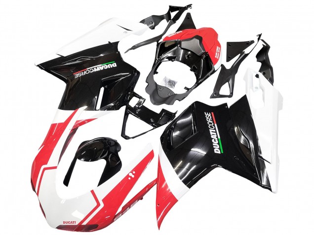 2007-2014 Ducati 848/1098/1198 Motorcycle Fairings - White Red Glossy Black UK