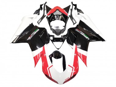 Best 2007-2014 Ducati 848/1098/1198 Motorcycle Fairings - White Red Glossy Black UK