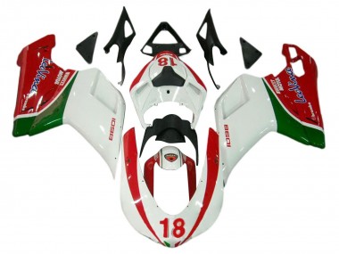 Best 2007-2014 Ducati 848/1098/1198 Motorcycle Fairings - White Red Green 18 UK