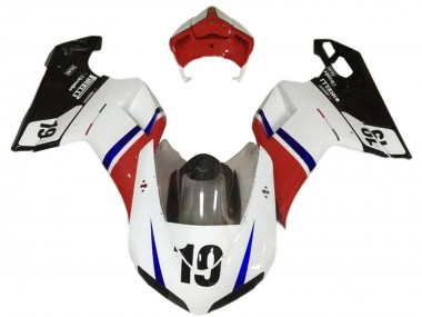 Best 2007-2014 Ducati 848/1098/1198 Motorcycle Fairings - White Red Blue Glossy Black 19 UK