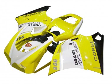 Best 1993-2005 Ducati 996 Motorcycle Fairing - White Yellow Glossy Black Corse Performance UK