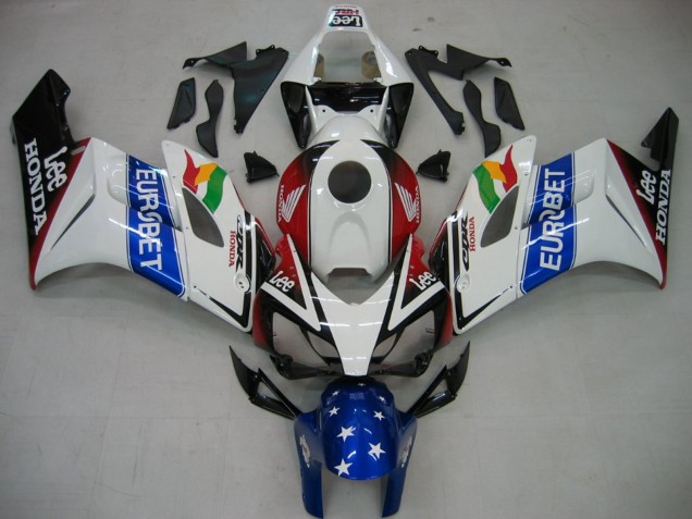 2004-2005 Honda CBR1000RR Motorcycle Fairings - White Blue Red Glossy Black Star EuroBet Lee UK