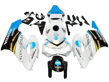 Best 2004-2005 Honda CBR1000RR Motorcycle Fairings - White Light Blue Yellow Black Konica Minolta UK