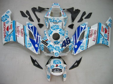 Best 2004-2005 Honda CBR1000RR Motorcycle Fairings - White Blue Snow Nastro Azzurro 46 UK