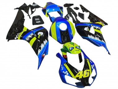 Best 2006-2007 Honda CBR1000RR Motorcycle Fairings - Blue Fluorescent Green Glossy Black Shark 46 UK