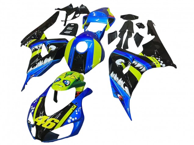 2006-2007 Honda CBR1000RR Motorcycle Fairings - Blue Fluorescent Green Glossy Black Shark 46 UK